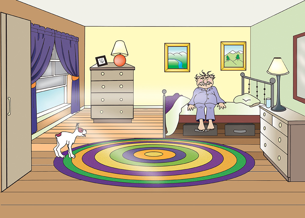 Osker waking up with Maui watching